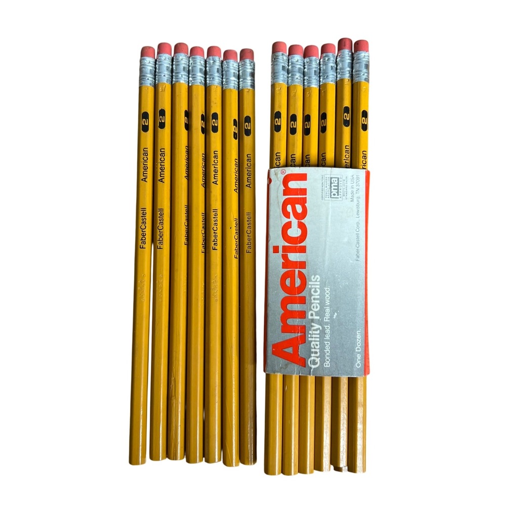 Faber Castell Vintage Pencils #2 Yellow‎ Bonded Lead Real Wood Unsharpened 19 Ct